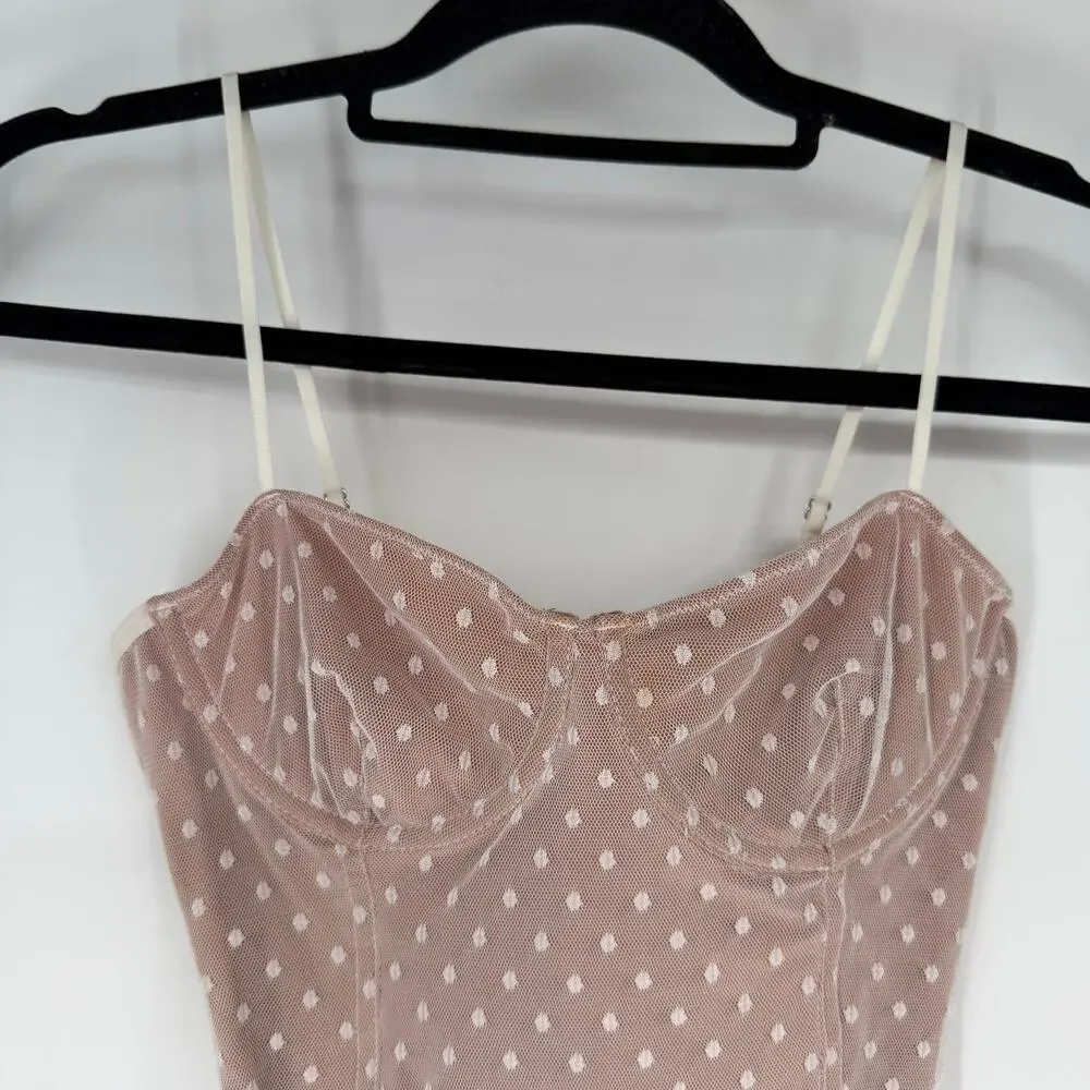 NWT White Fox No Looking Back Bodysuit Women's Size S White Polka Dot Underwired - Picture 4 of 10